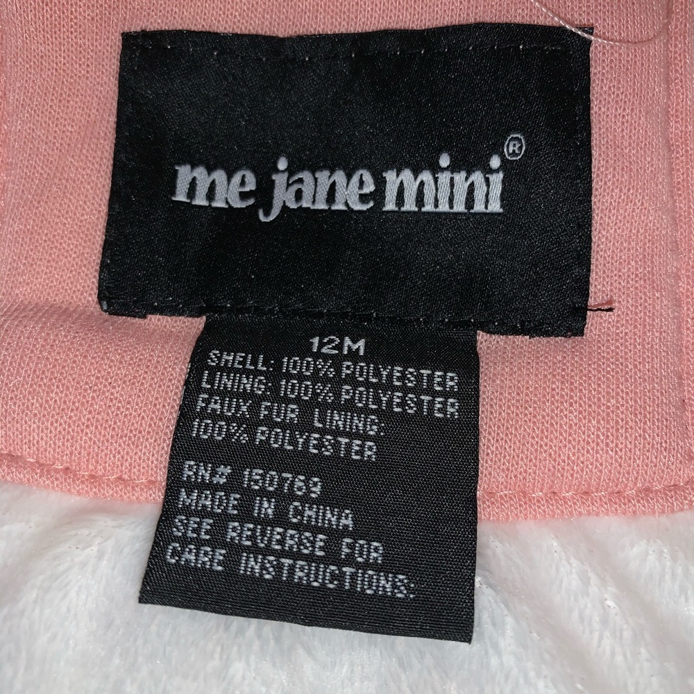 Pink Pea Coat Bow Back with Buttons Fur Lining - Picture 6 of 7